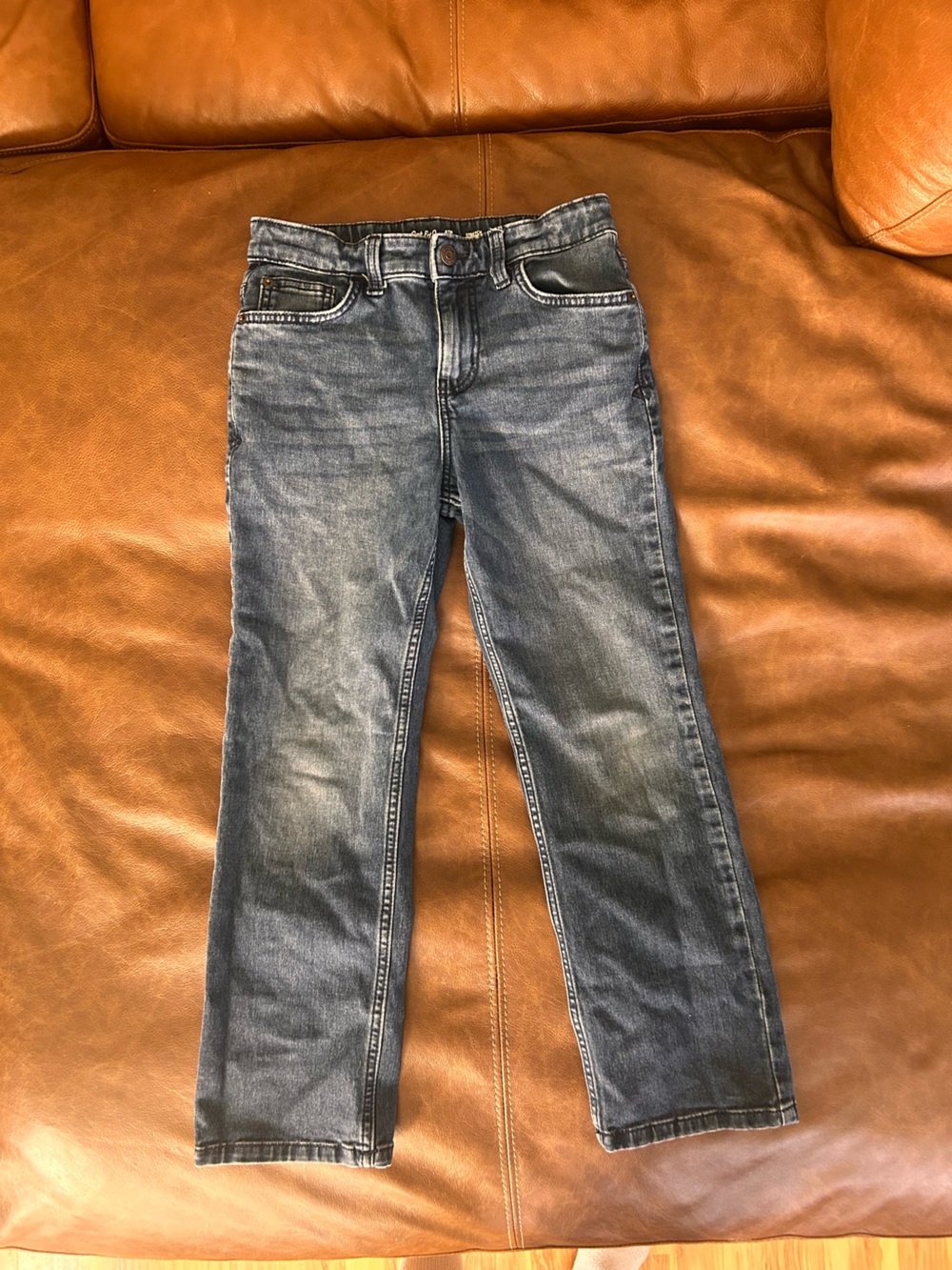 Cat & Jack Men's Slim Straight Washed Blue Jeans